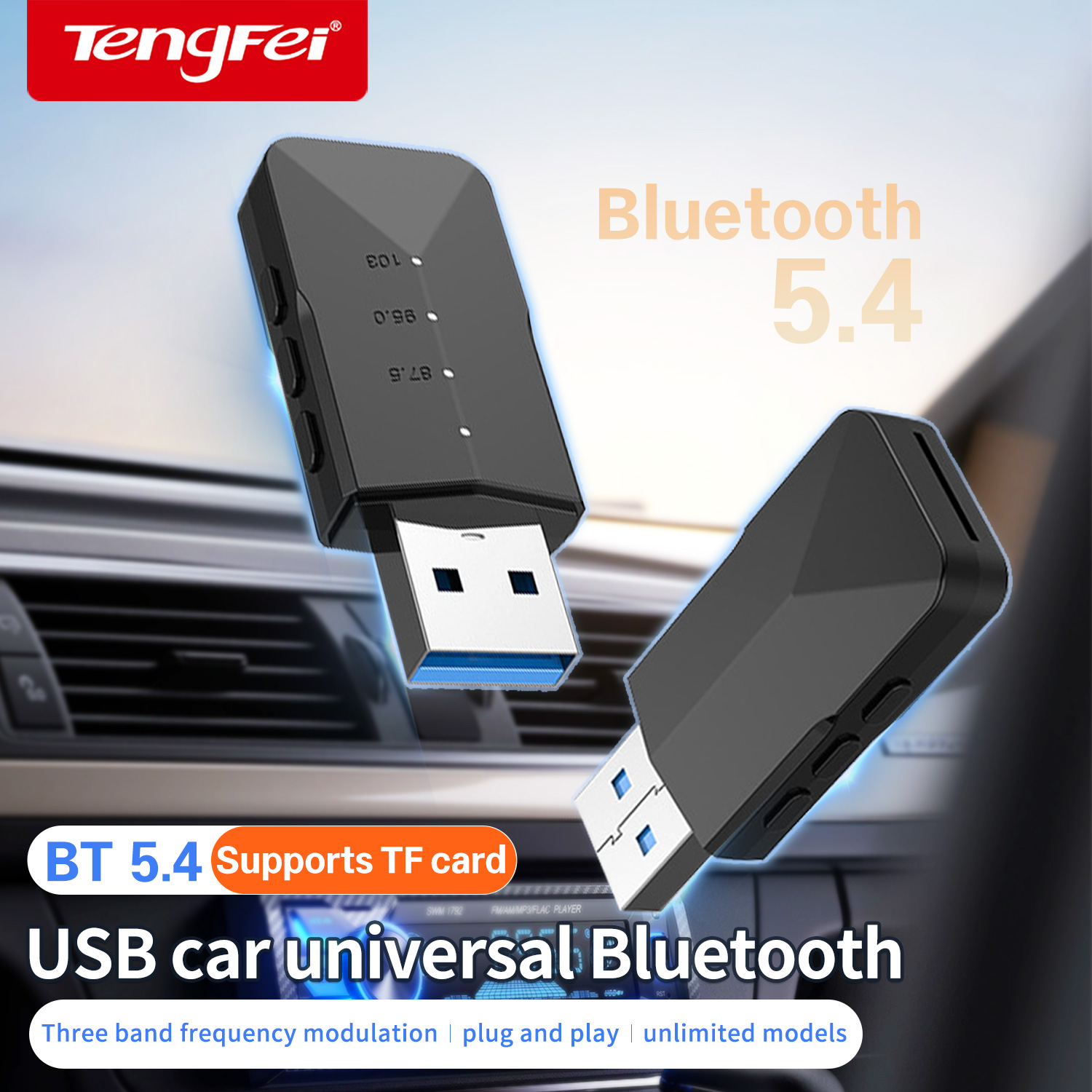 Bluetooth Adapter Receiver - Adaptador Bluetooth USB Tengfei 5.4 Receptor/Transmissor