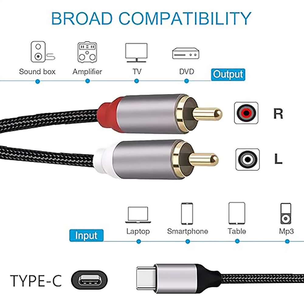 Cabo de áudio usb c para 2 rca - Audio Splitter Y avaliação e preço